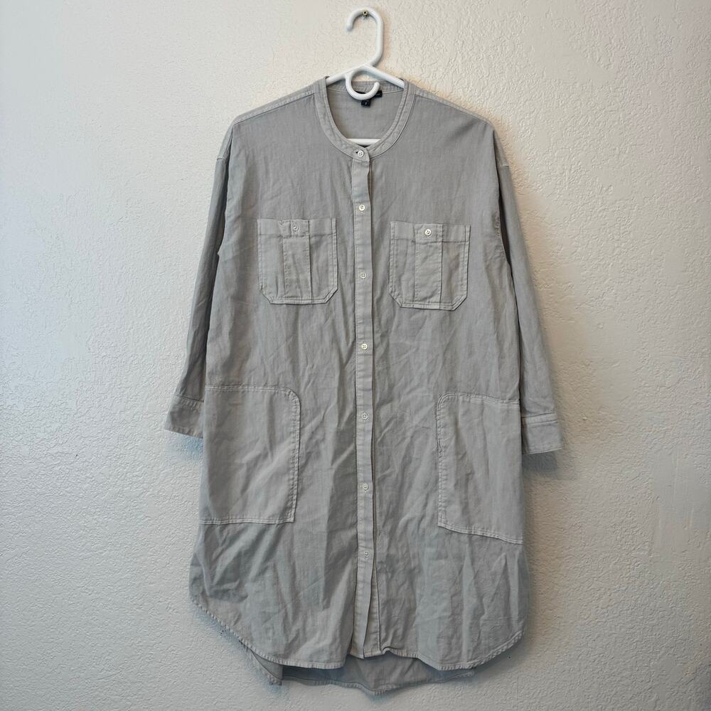 James Perse Los Angeles Gray Cotton Utility Shirt Dress WLAC6541 Size 2 / US M - Picture 2 of 7